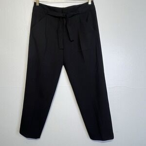 VINCE Pants Women's Black High Waisted Tapered Tie Cropped Pockets Size 8